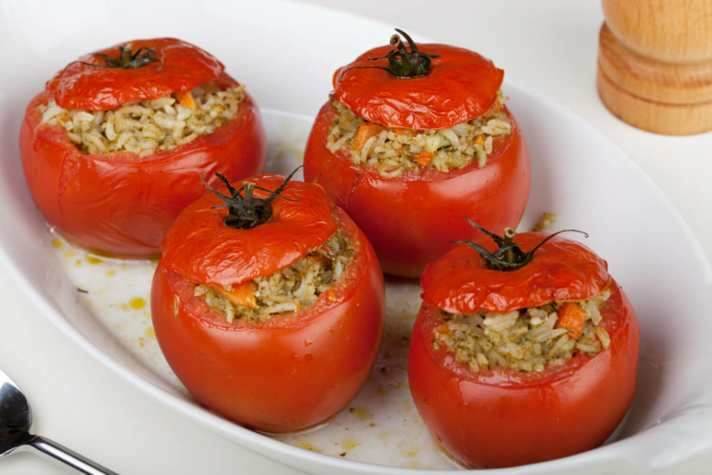 Rice and Vegetable Stuffed Tomatoes
