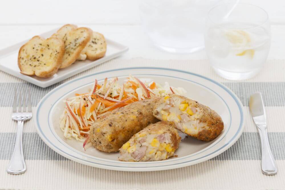 Sweetcorn Croquettes with Apple Slaw