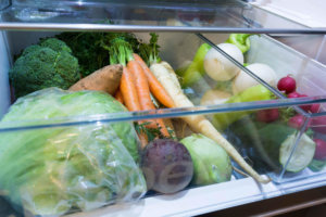 Vegetables in fridge drawer