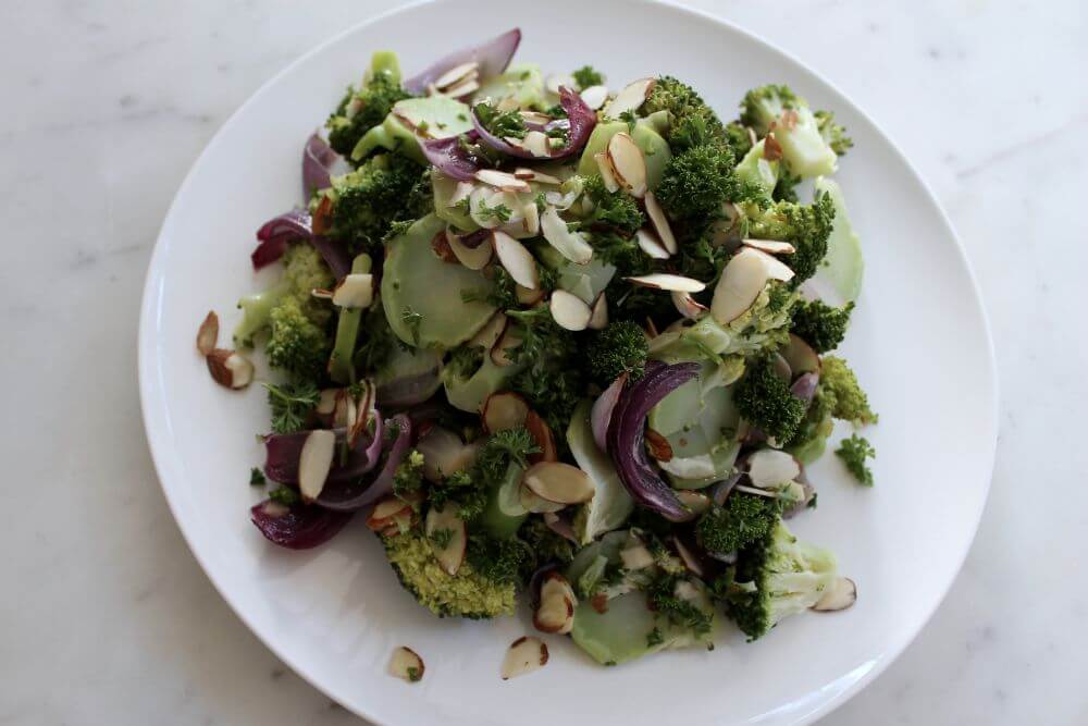 Broccoli and Red Onion Salad with Parsley Vinaigrette