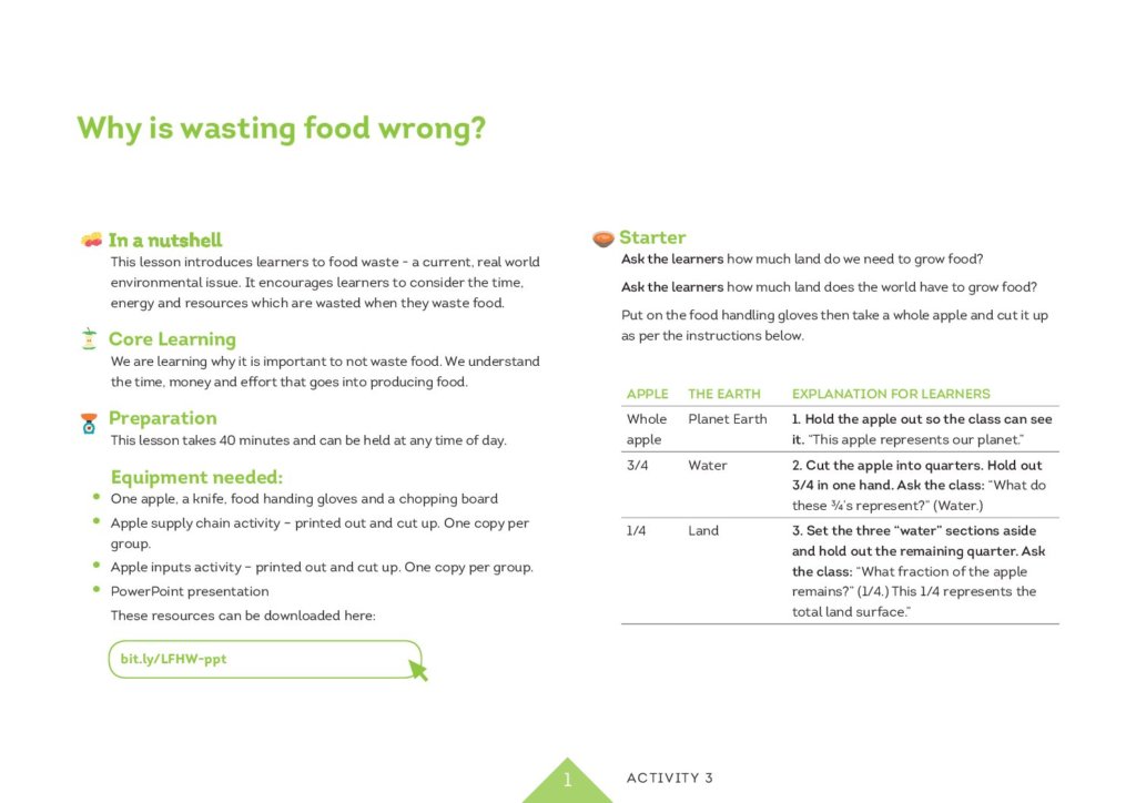 Activity 3 Why wasting food is wrong lesson plan