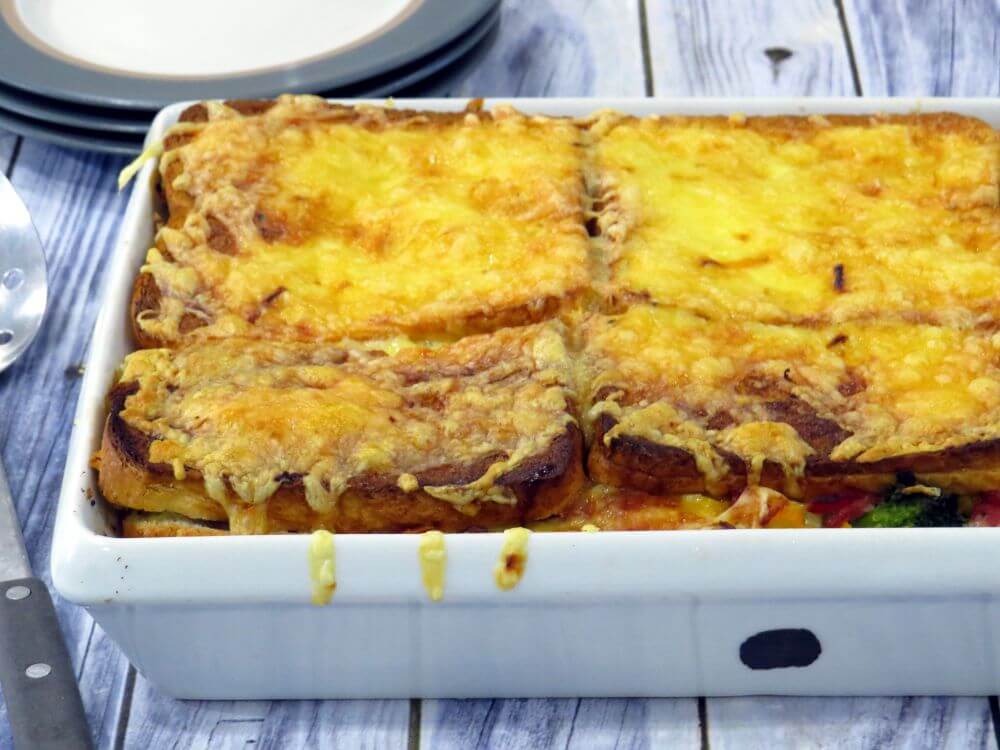 Cheese and Bacon Bread Pudding