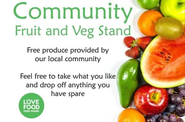 Community Fruit and Vegetable stand sign