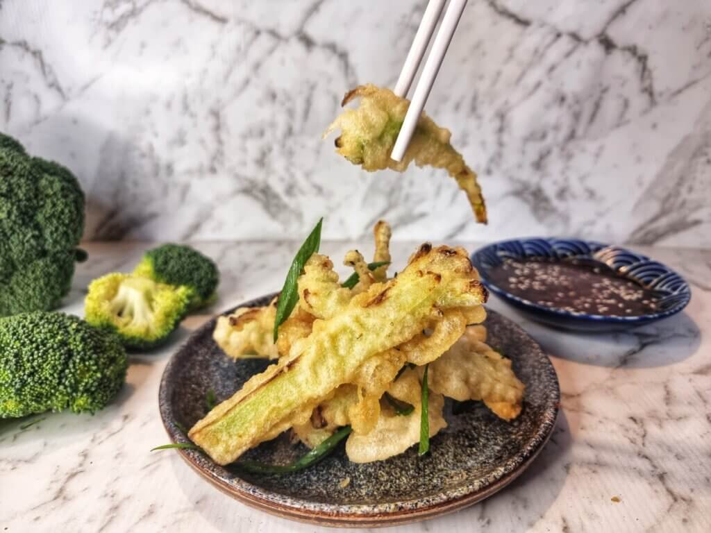Broccoli stem tempura
