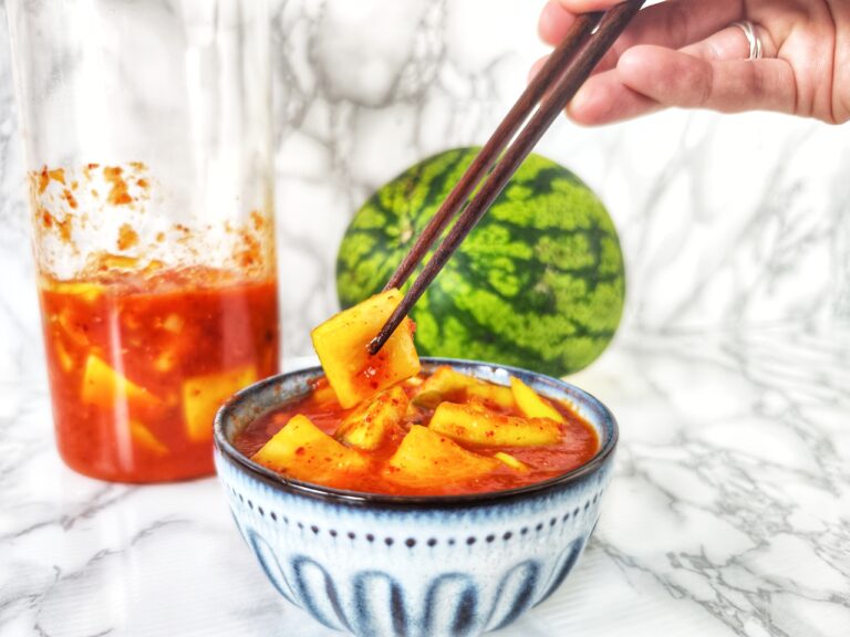 Watermelon rind kimchi