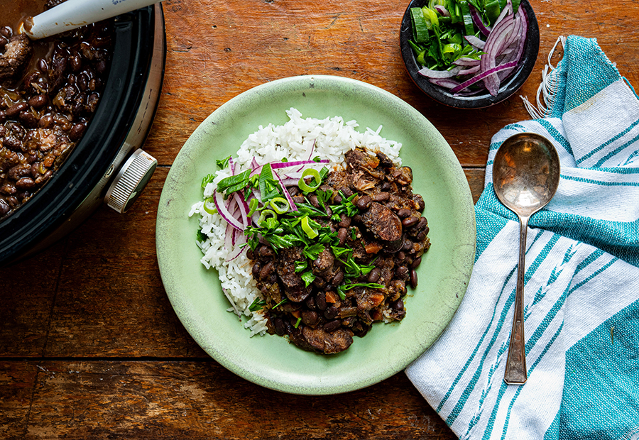Slow Cooker Black Bean and Chorizo Stew