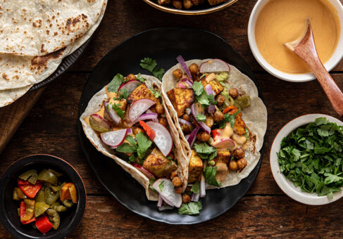 Roast Chickpea and Kumara Tacos