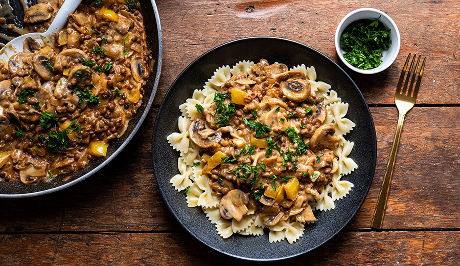 Mushroom and Lentil Stroganoff