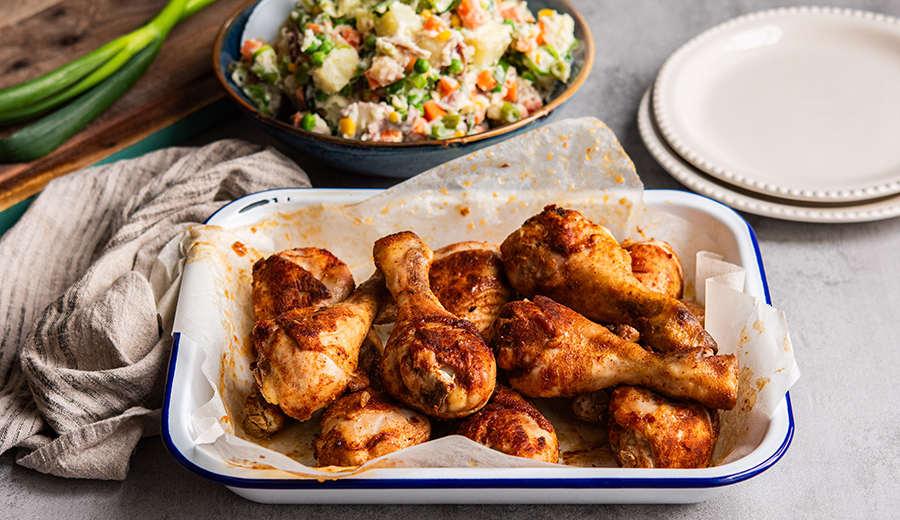 Chicken Drumsticks with Potato Salad
