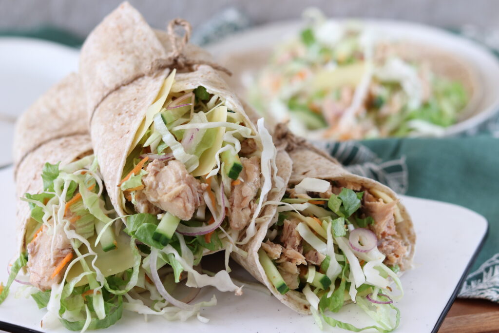 Salmon Wraps with Crunchy Slaw