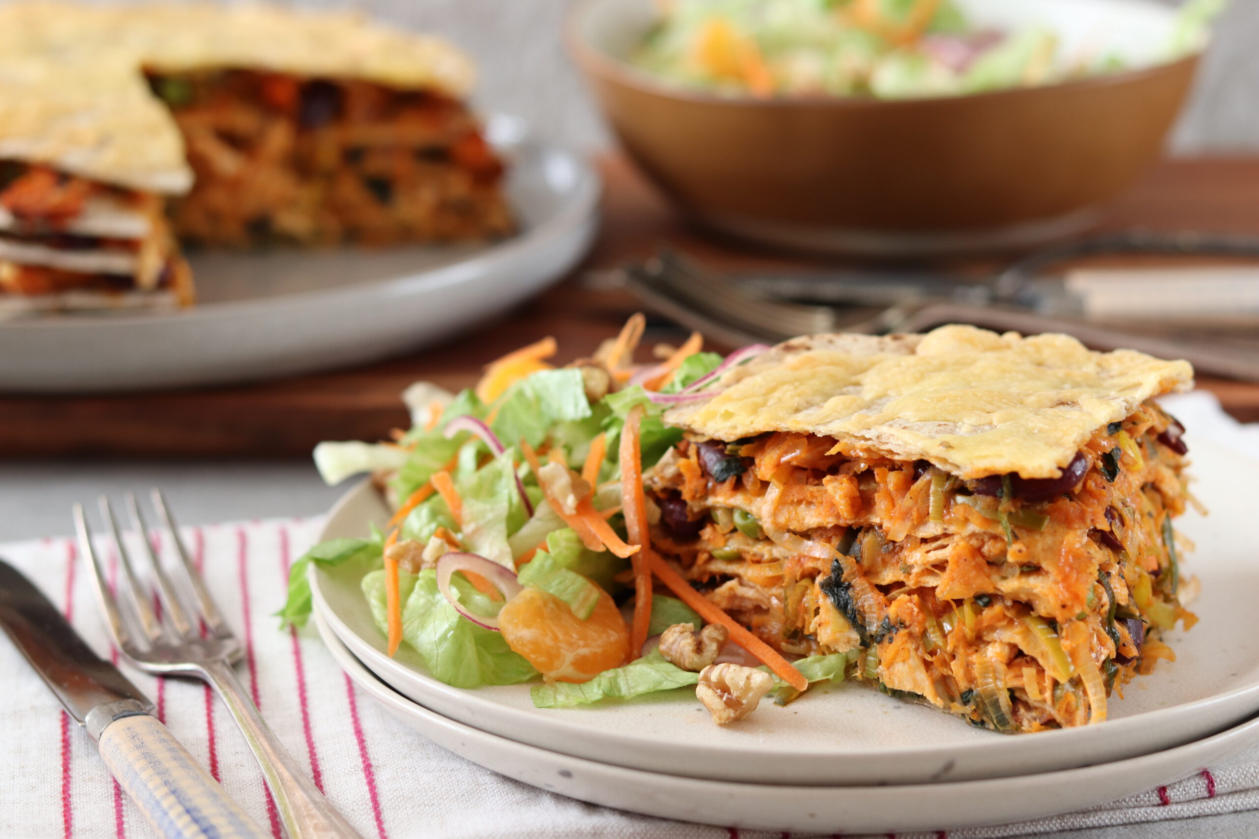 Tortilla Stack with Crisp Orange Salad