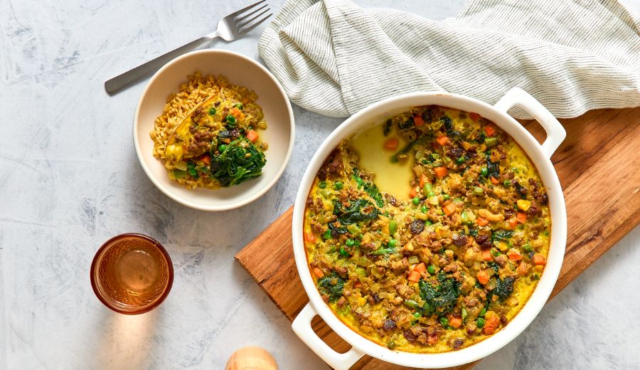 Babotie (South African-style Curried Mince and Rice)