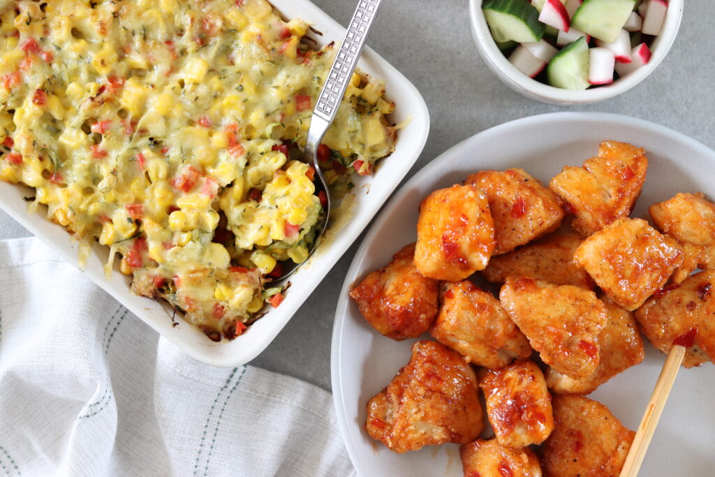 Sweet Chilli Chicken with Cheesy Corn