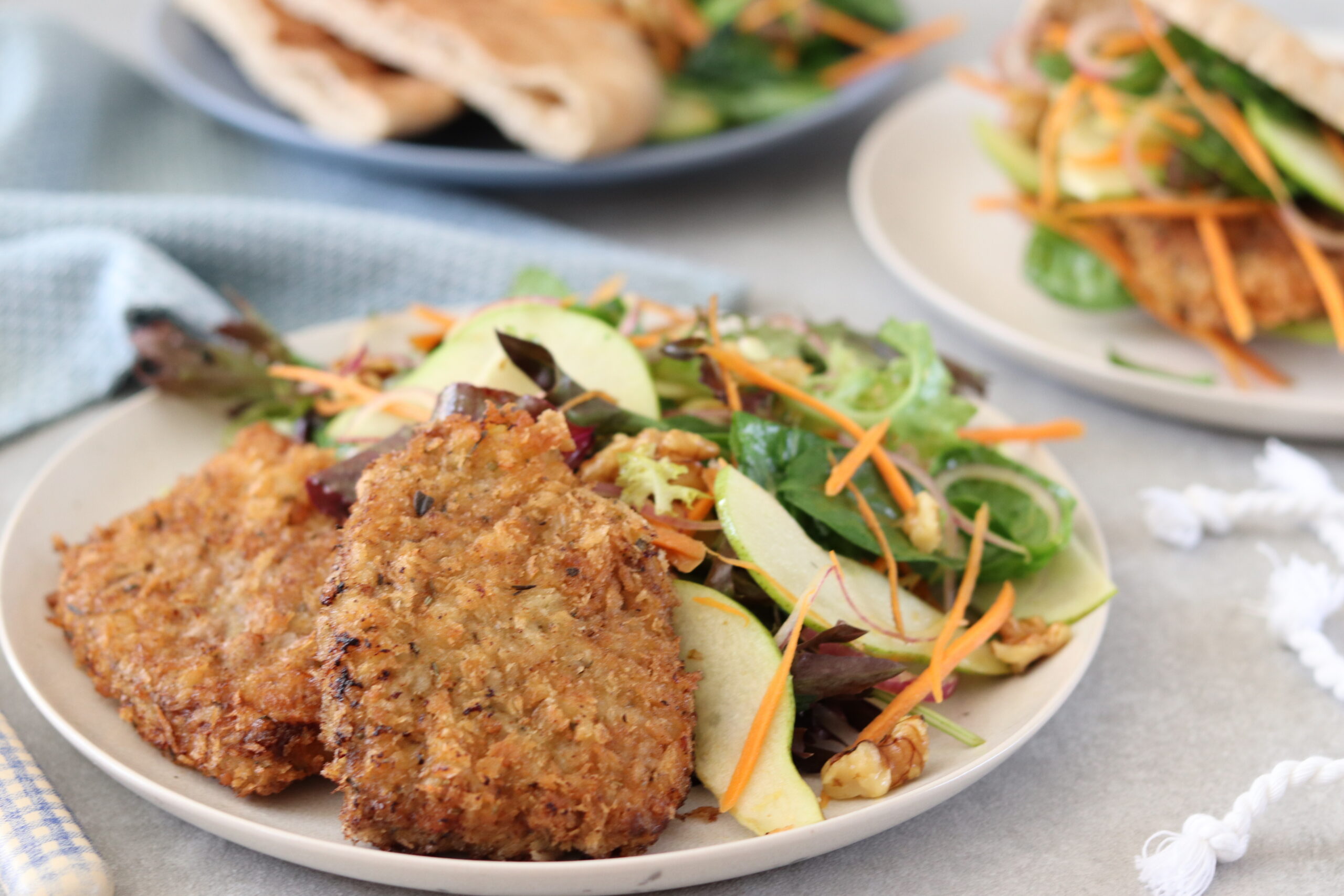 Beef Schnitzel with Pear and Walnut Salad